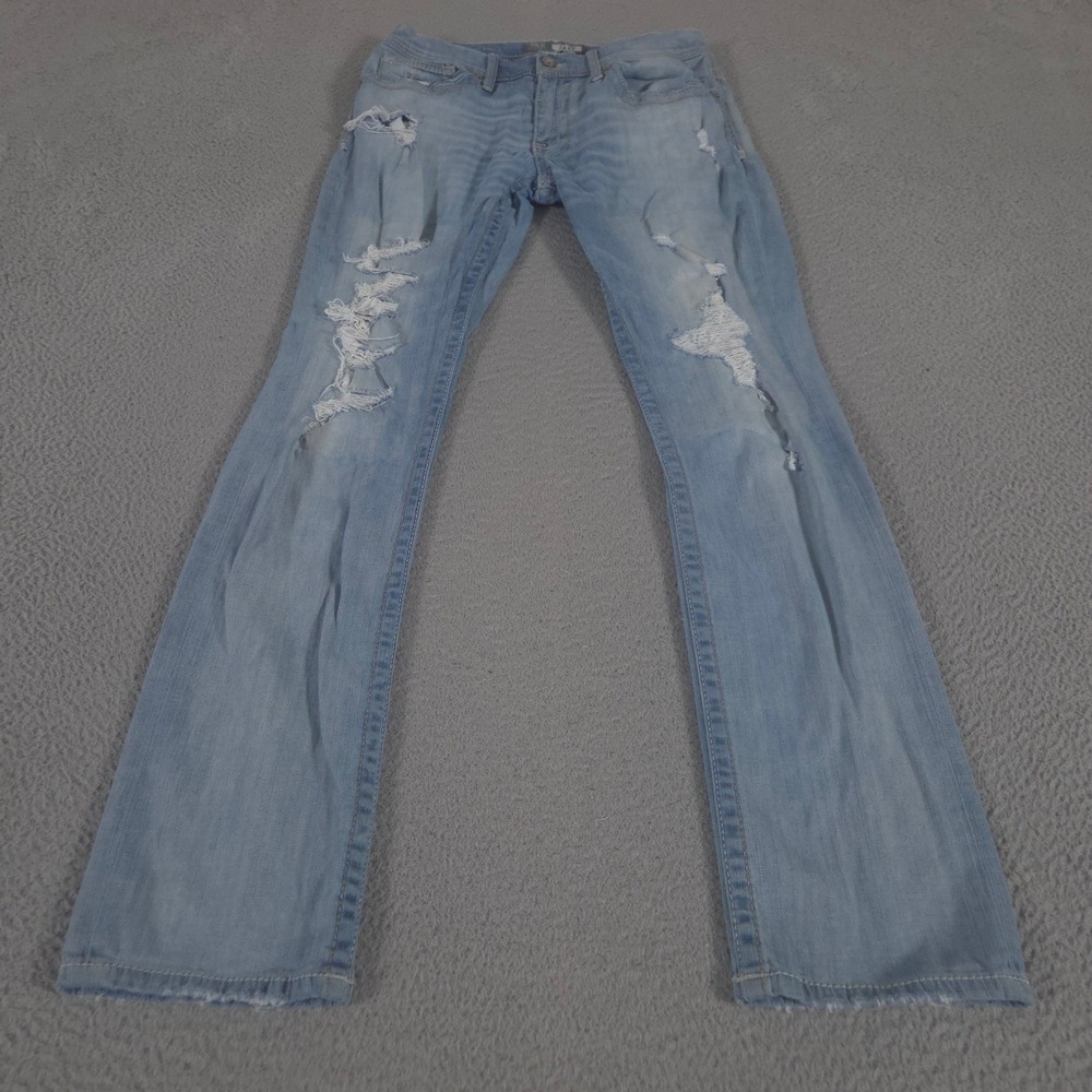 BKE Jeans Mens 33x36 Light Wash Jake Straight Leg Distressed Ripped Denim Pants
